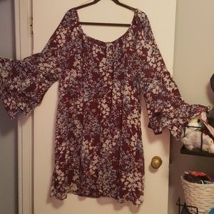 Burgundy shift dress